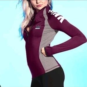 PINK Victoria's Secret Ultimate Purple Gray White Half-Zip Active Jacket Size S